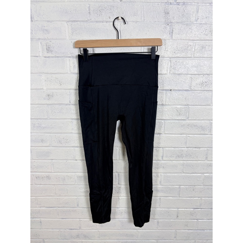 K-DEER Leggings Womens M Black High Waist Side Pocket Compression Sneaker Length